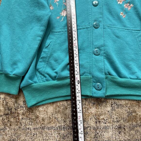 TKO Sportswear Grandma Cardigan S Blue Bird Graphic Granny VTG 90s Ugly Sweater - Picture 9 of 10
